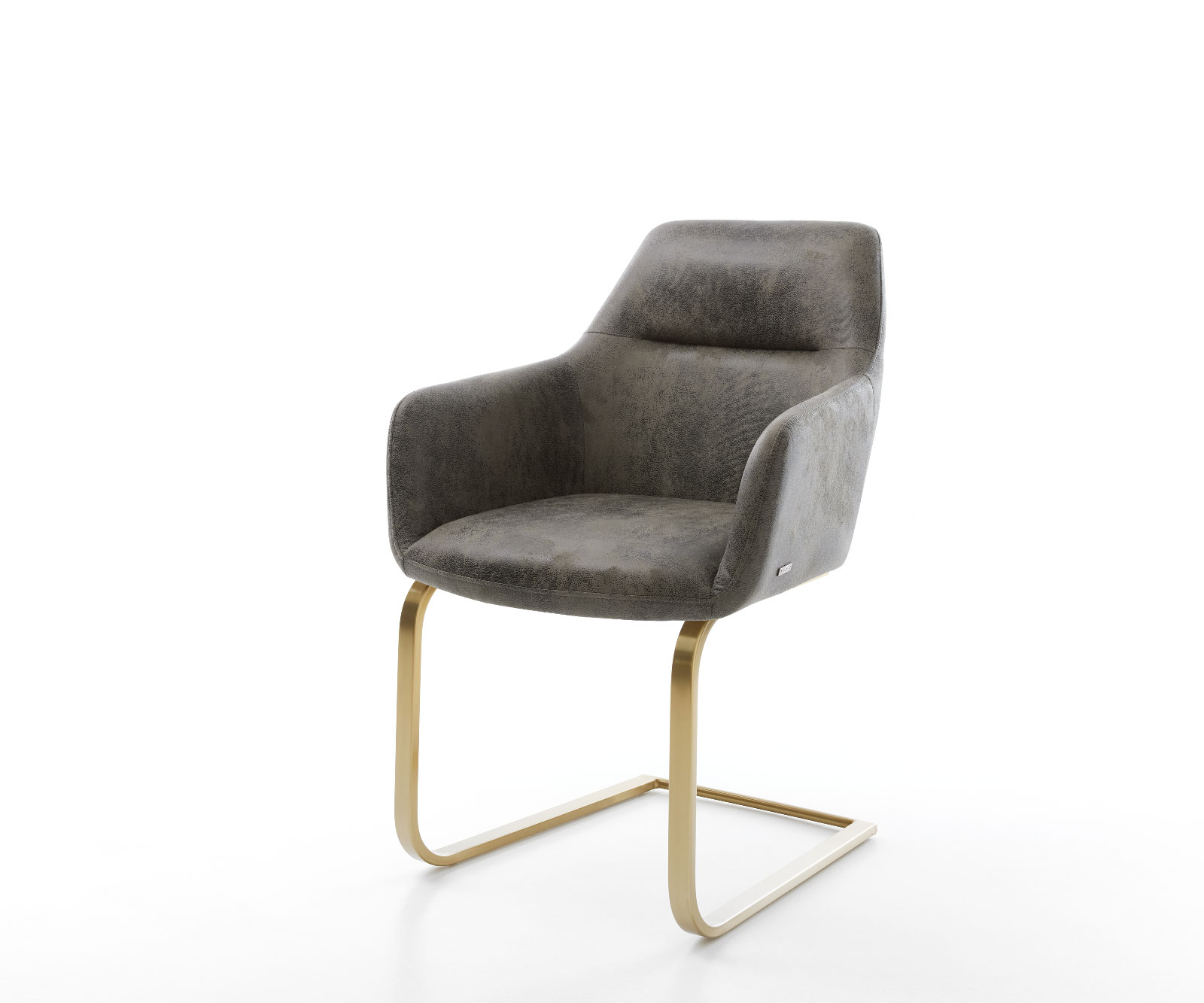 DELIFE Schwingstuhl Pejo-Flex Grau Antik Freischwinger flach Gold