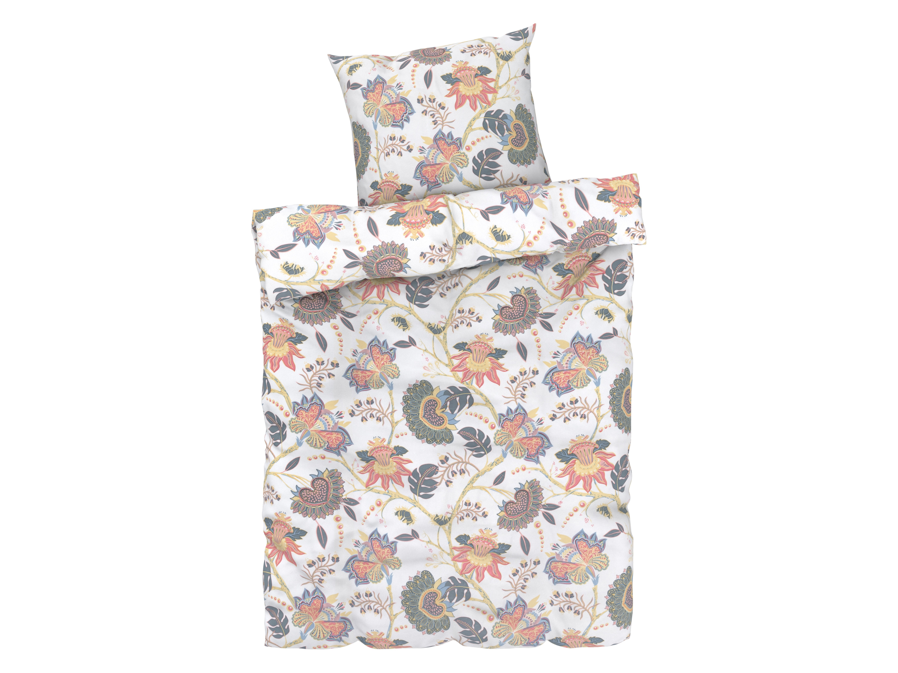 Livarno home Satijnen dekbedovertrek 140 x 200 cm (Bloemen/wit)
