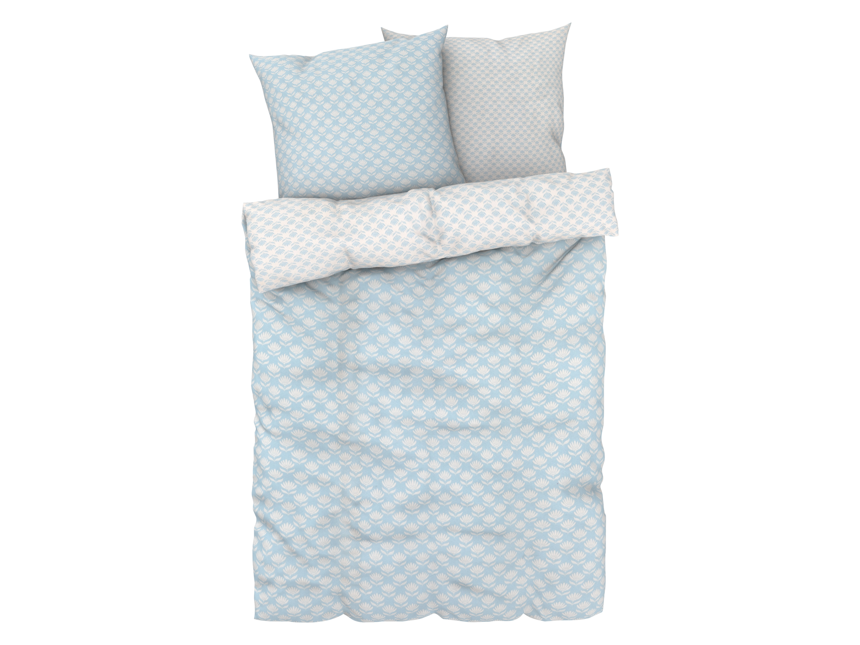 Livarno home Satijnen dekbedovertrek 200 x 200 cm (Bloemen/blauw/wit)