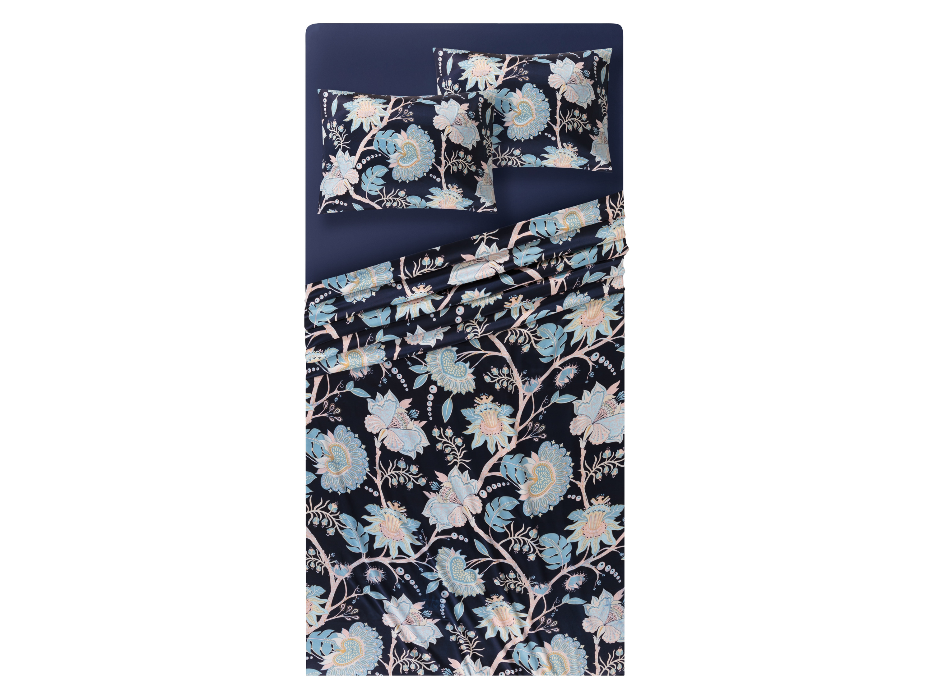 Livarno home Satijnen dekbedovertrekset 240 x 220 cm (Bloemen/blauw)