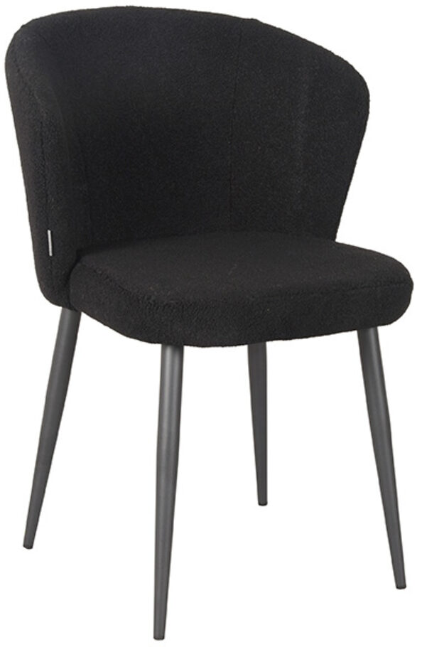 Eetkamerstoel Whirl - Zwart - Teddy - Black Frame