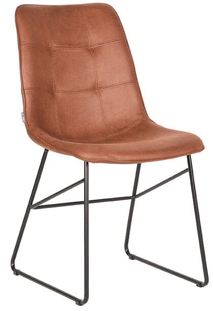 Eetkamerstoel Slim - Cognac - Microfiber - Black Frame