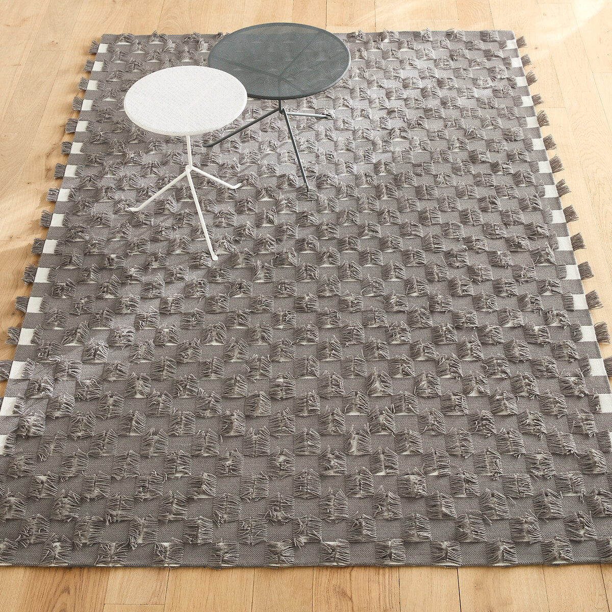OTTO STUDIO FOR AM.PM Handgenaaid vloerkleed, gerecycled polyester, Fringe