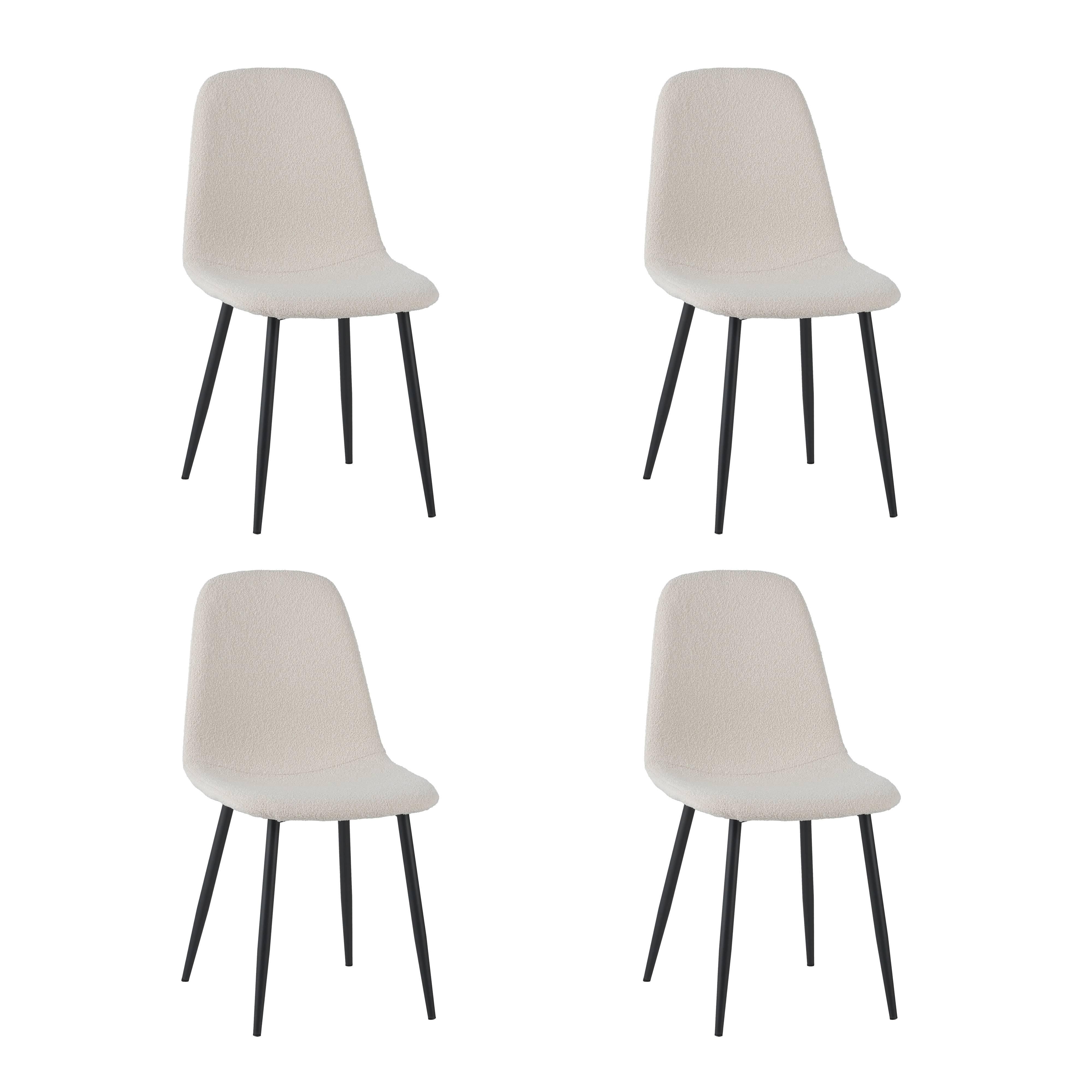 NADUVI Collection Set van 4 eetkamerstoelen Roxy bouclé | 