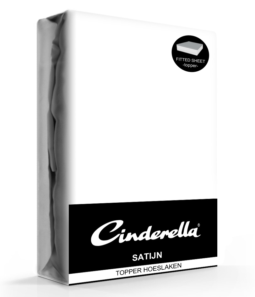 Cinderella Topper Hoeslaken Satijn White-180 x 200 cm