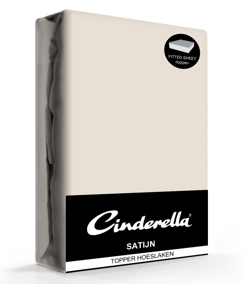 Cinderella Topper Hoeslaken Satijn Taupe-180 x 200 cm