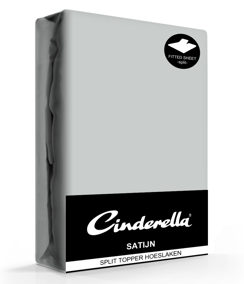 Cinderella Splittopper Hoeslaken Satijn Light Grey-180 x 210 cm