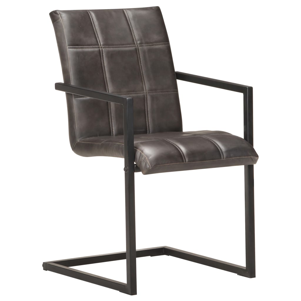 vidaXL Eetkamerstoelen 4 st echt leer grijs