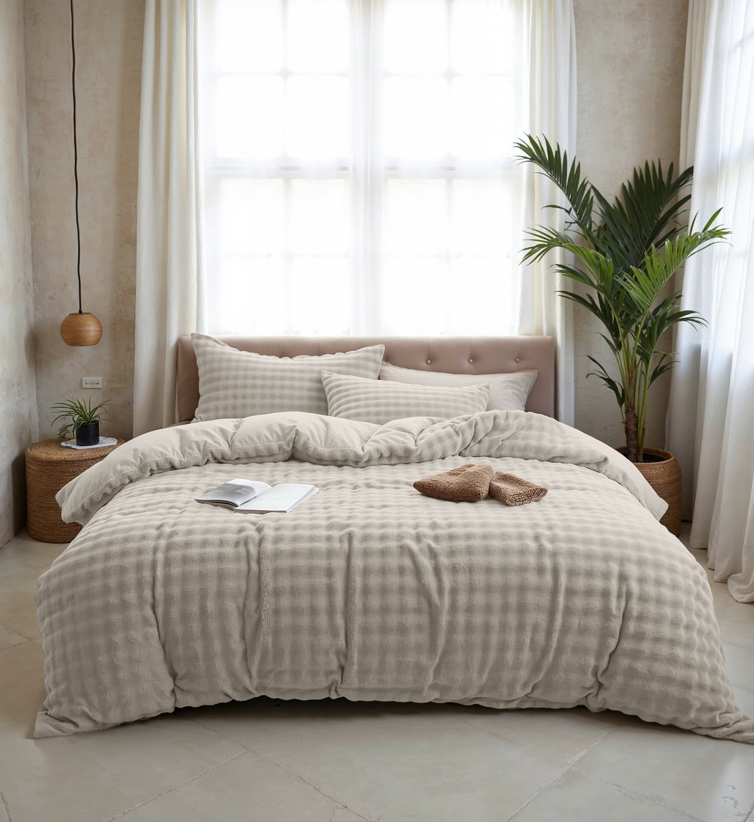 RoyalTextile - Pom Pom Dekbedovertrek - Beige - 240 x 220