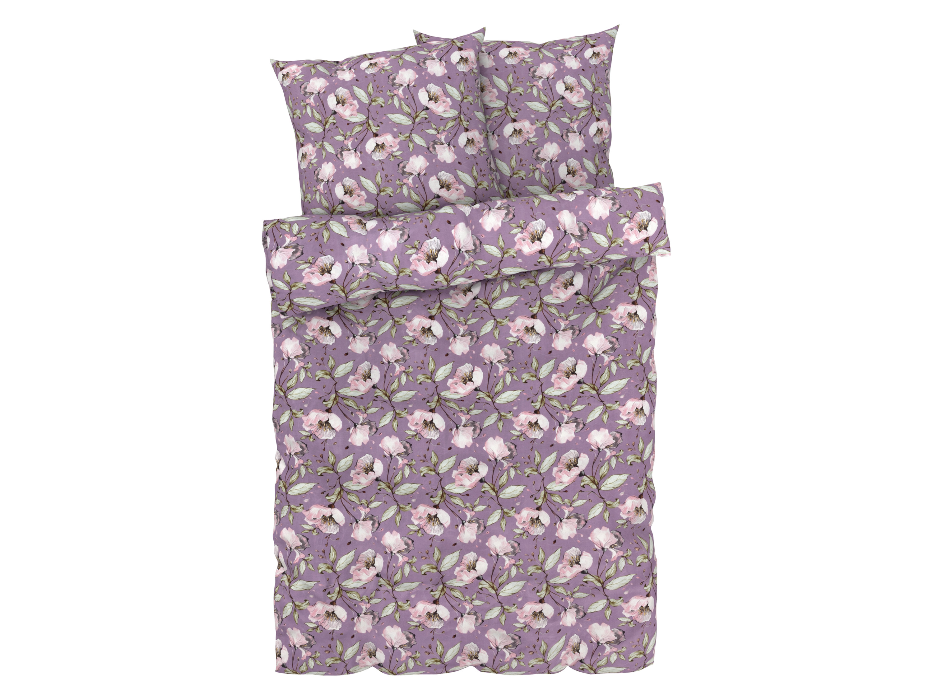 Livarno home Satijnen dekbedovertrek 240 x 220 cm (Bloemen/paars)