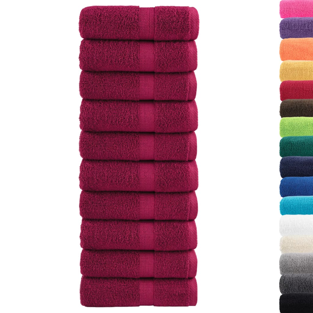 vidaXL Gastendoekjes SOLUND 10 st 600 g/m² 30x50 cm bordeauxrood