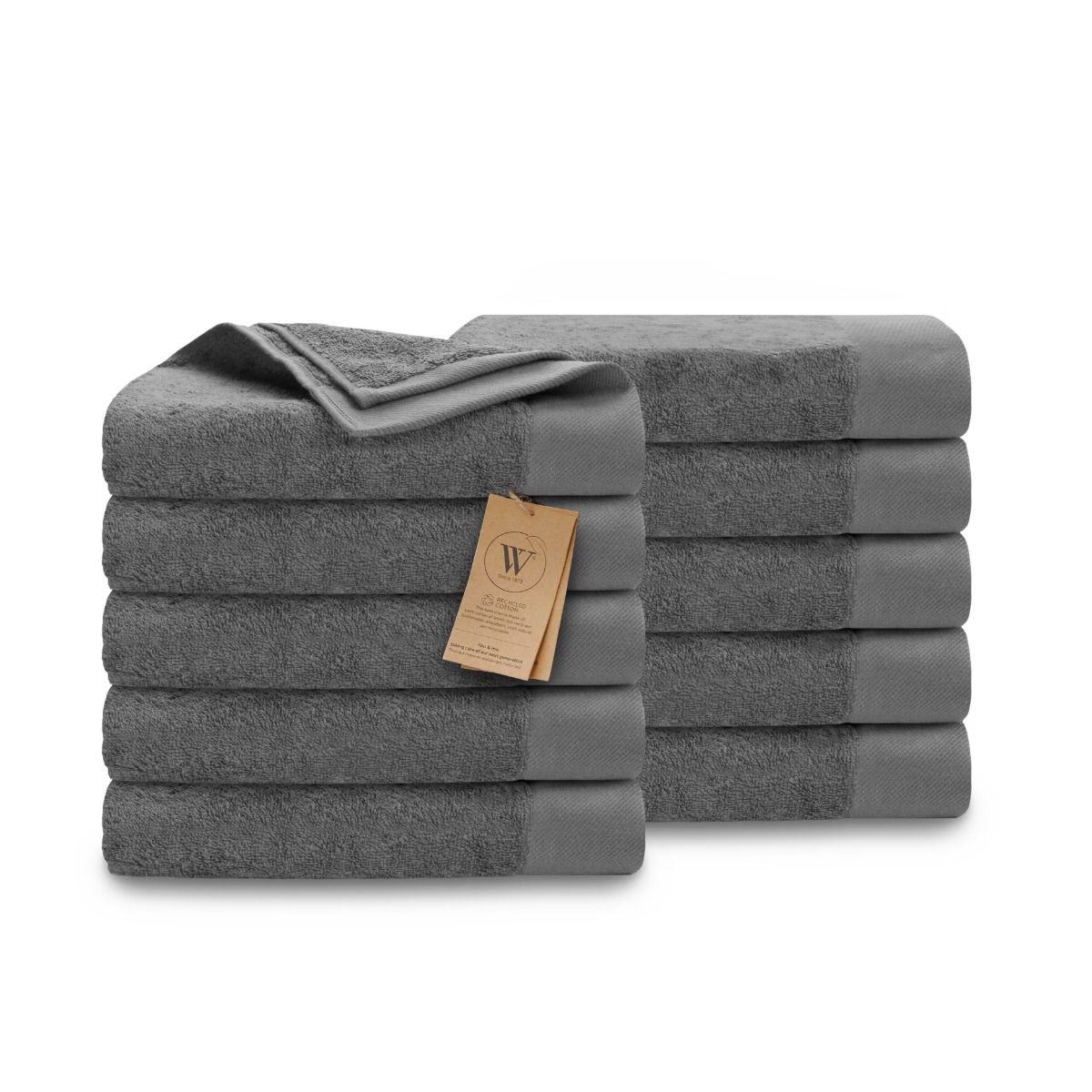 Walra Remade Cotton Handdoeken 60 x 110 cm - 550 gr/m² - Grey - 10 stuks