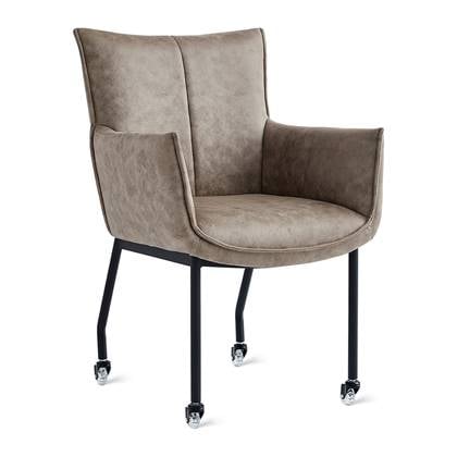 By fonQ Vero Eetkamerstoel - Microleder - Taupe