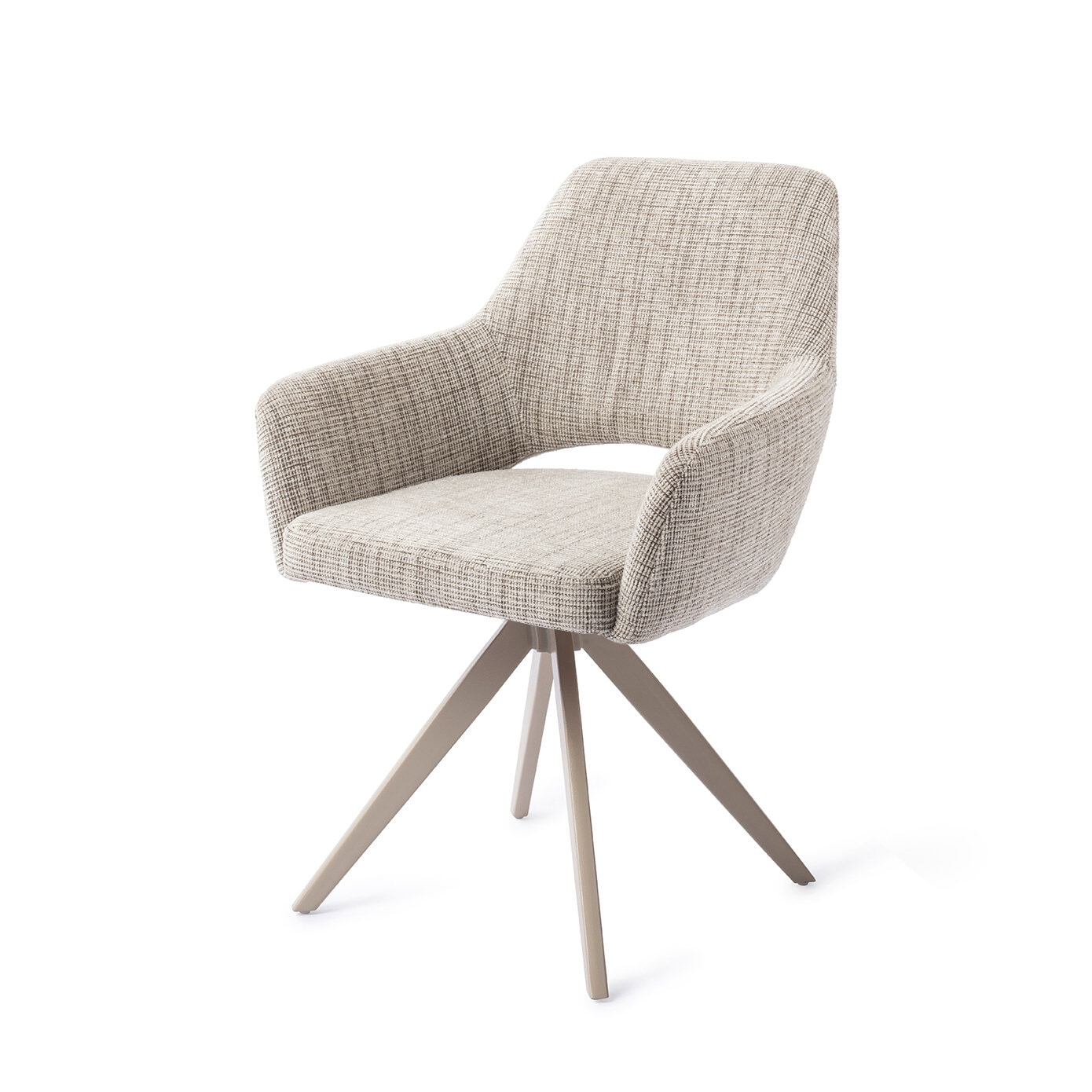 Jesper Home Draaibare Eetkamerstoel Yanai Turn Beige - Caramel Grid