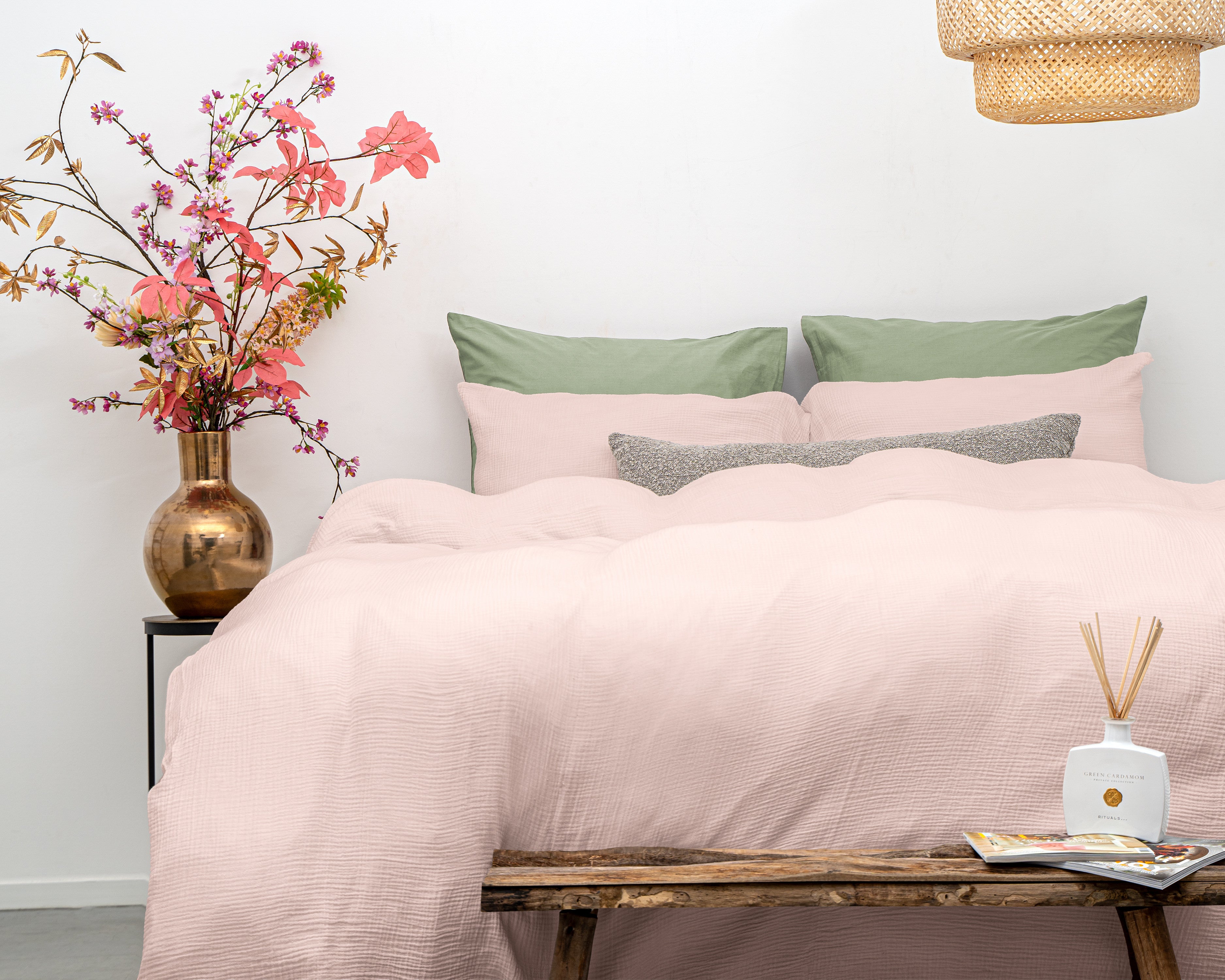 RoyalTextile - Mousseline Dekbedovertrek 100% Katoen - Roze - 240 x 220