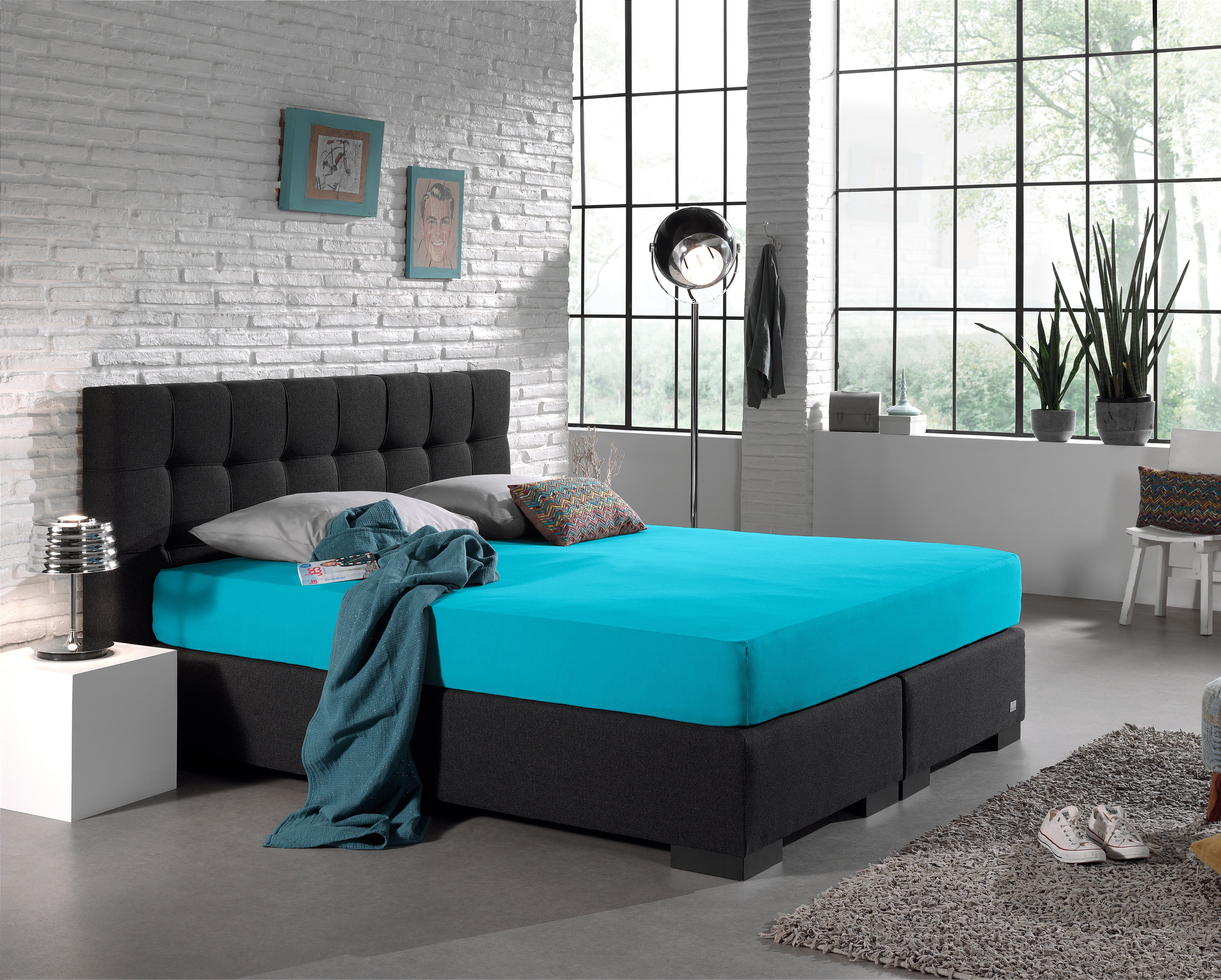 RoyalTextile - Hoeslaken Enkel Jersey - Turquoise - 80/100 x 200