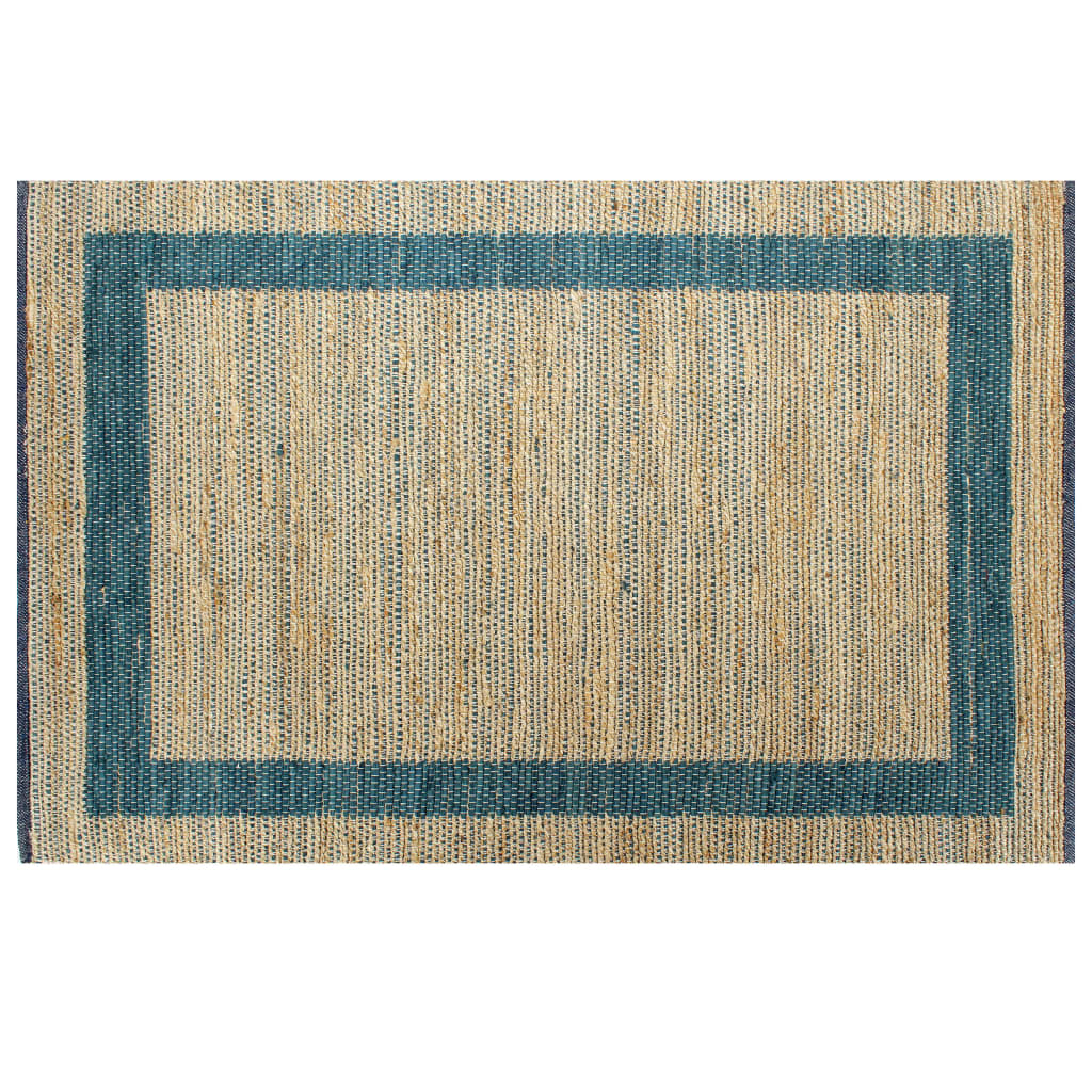 vidaXL Vloerkleed handgemaakt 120x180 cm jute blauw