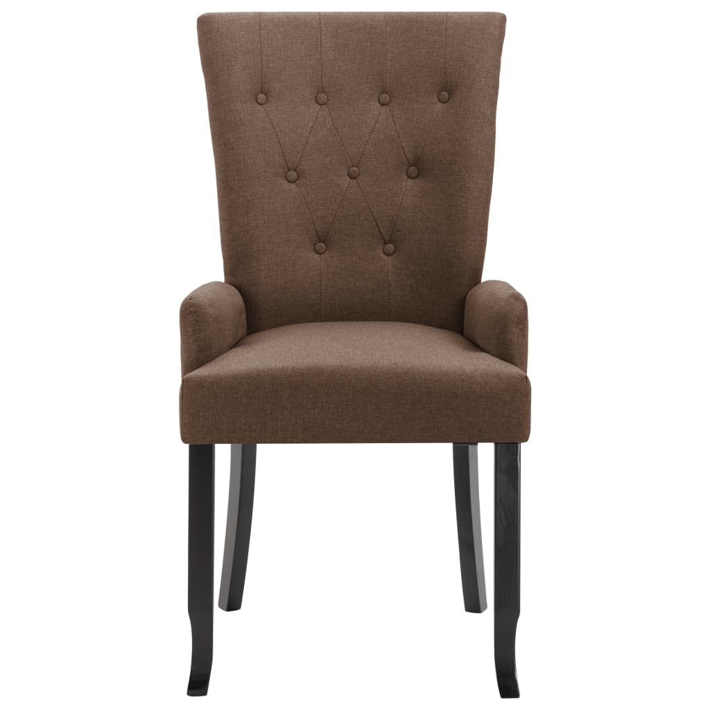 vidaXL Eetkamerstoelen met armleuningen 6 st stof bruin