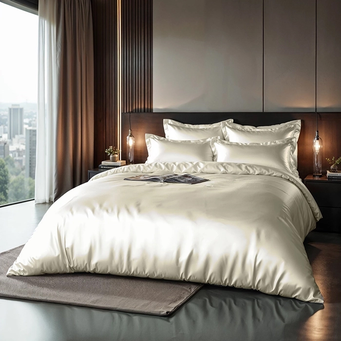 Zavelo Satijn Dekbedovertrek Glossed Creme-1-persoons (140 x 200/220 cm)