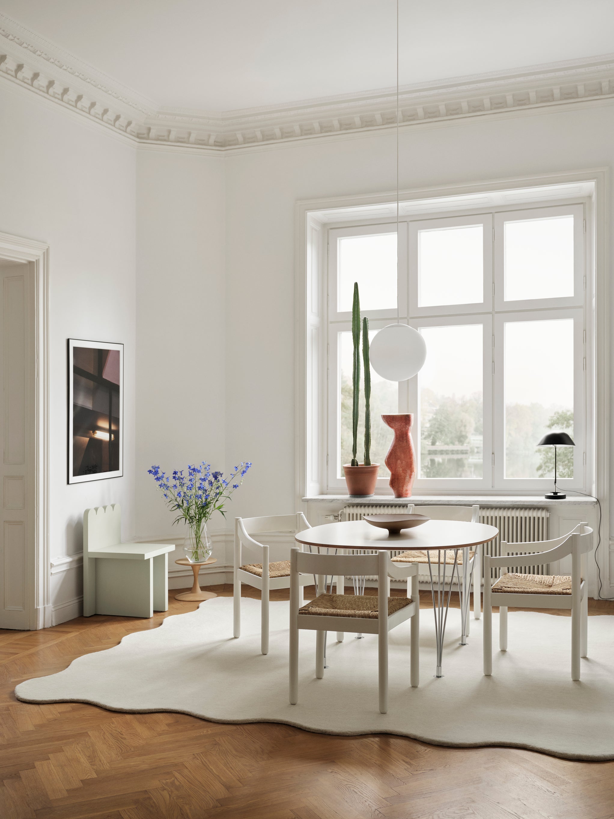 Layered  Vloerkleed Organic Scallop Wool Rug Bone White -