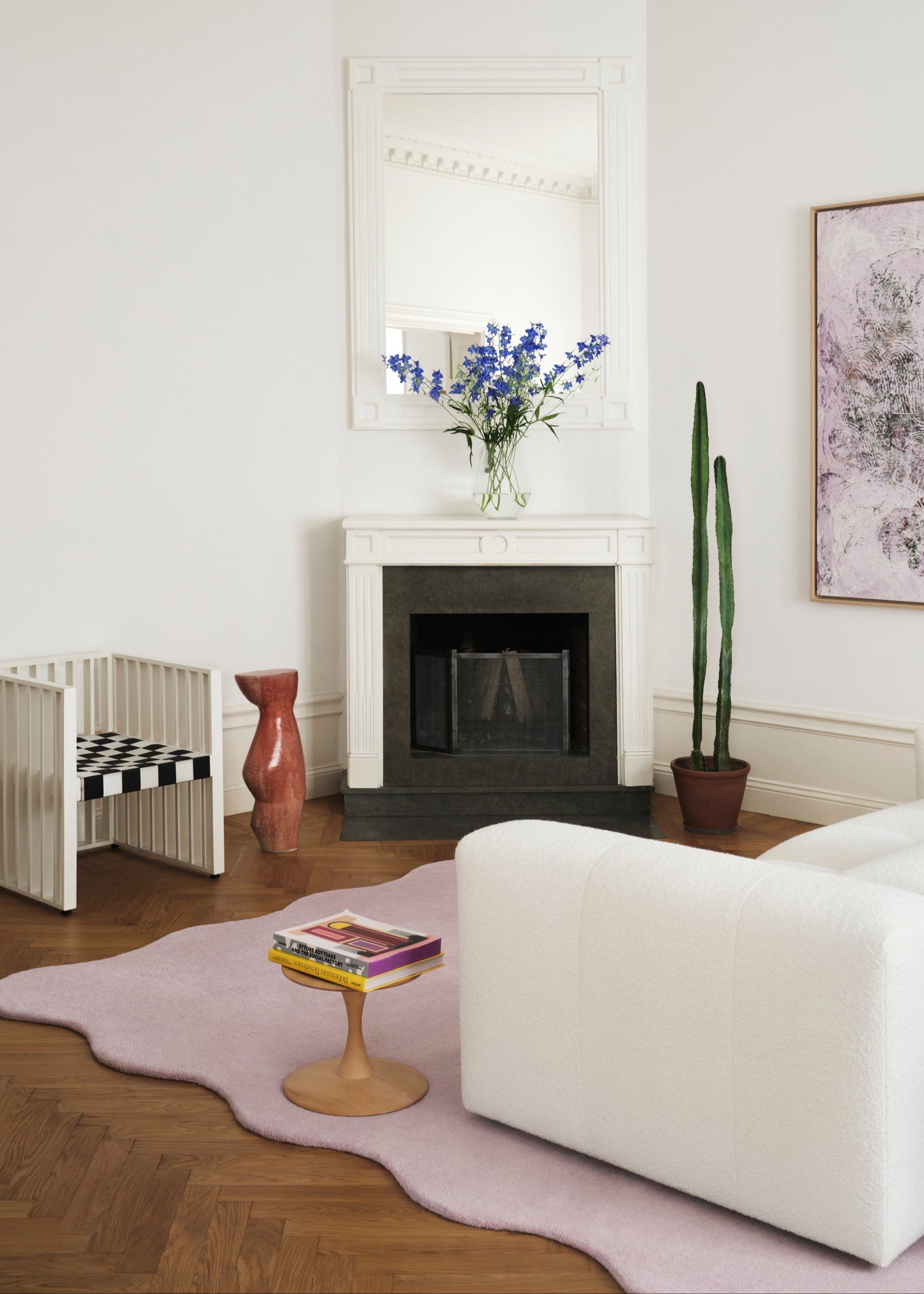 Layered  Vloerkleed Organic Scallop Wool Rug Pink Lavender -