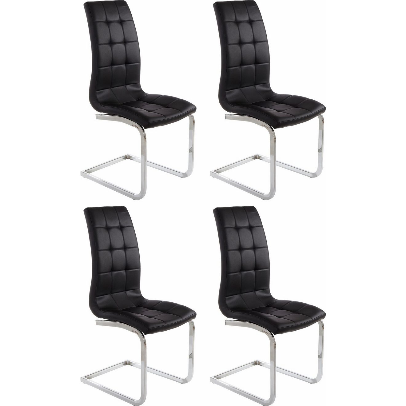 INOSIGN Vrijdragende stoel Lola set van 2 of 4, bekleding van imitatieleer of fluweelstof, chroom metalen frame (set)