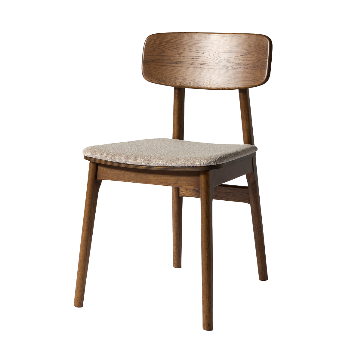 Olivine Lana houten eetkamerstoel gerookt eiken  - met beige stoffen zitting
