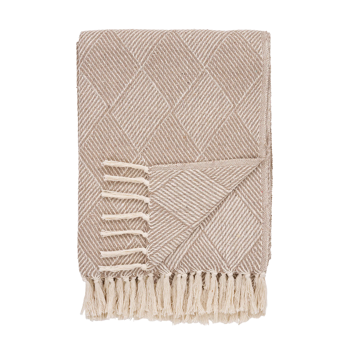 Artichok Ivory plaid beige met franjes - 180 x 130 cm