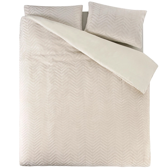 OEKO-TEX Teddy Dekbedovertrek Visgraatpatroon Beige-1-persoons (140 x 200/220 cm)