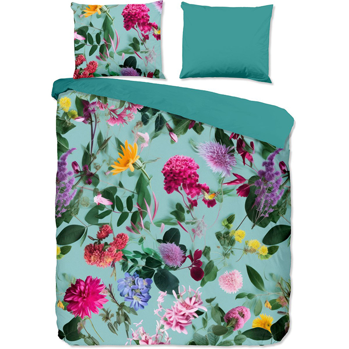 Good Morning Flowerdream Dekbedovertrek Aqua-1-persoons (140 x 200/220 cm)