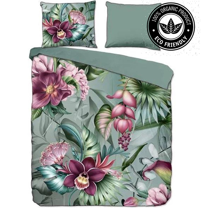 Descanso Allison Organic Dekbedovertrek Groen-1-persoons (140 x 200/220 cm)
