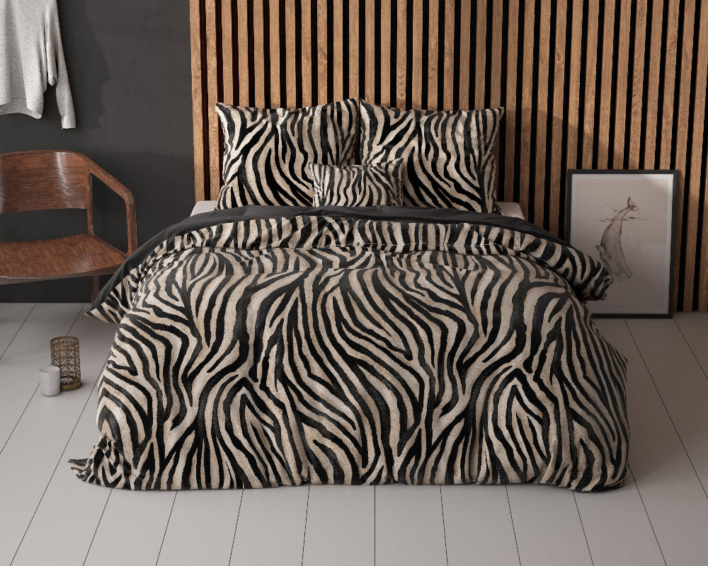 RoyalTextile - Zebra Dekbedovertrek - Zwart - 200 x 220