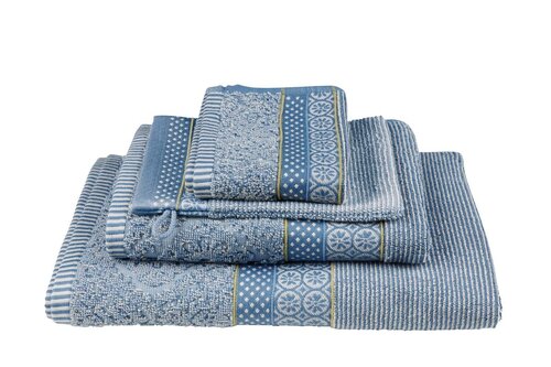 Pip Studio Soft Zellige handdoek Blauw Grijs 55x100 cm
