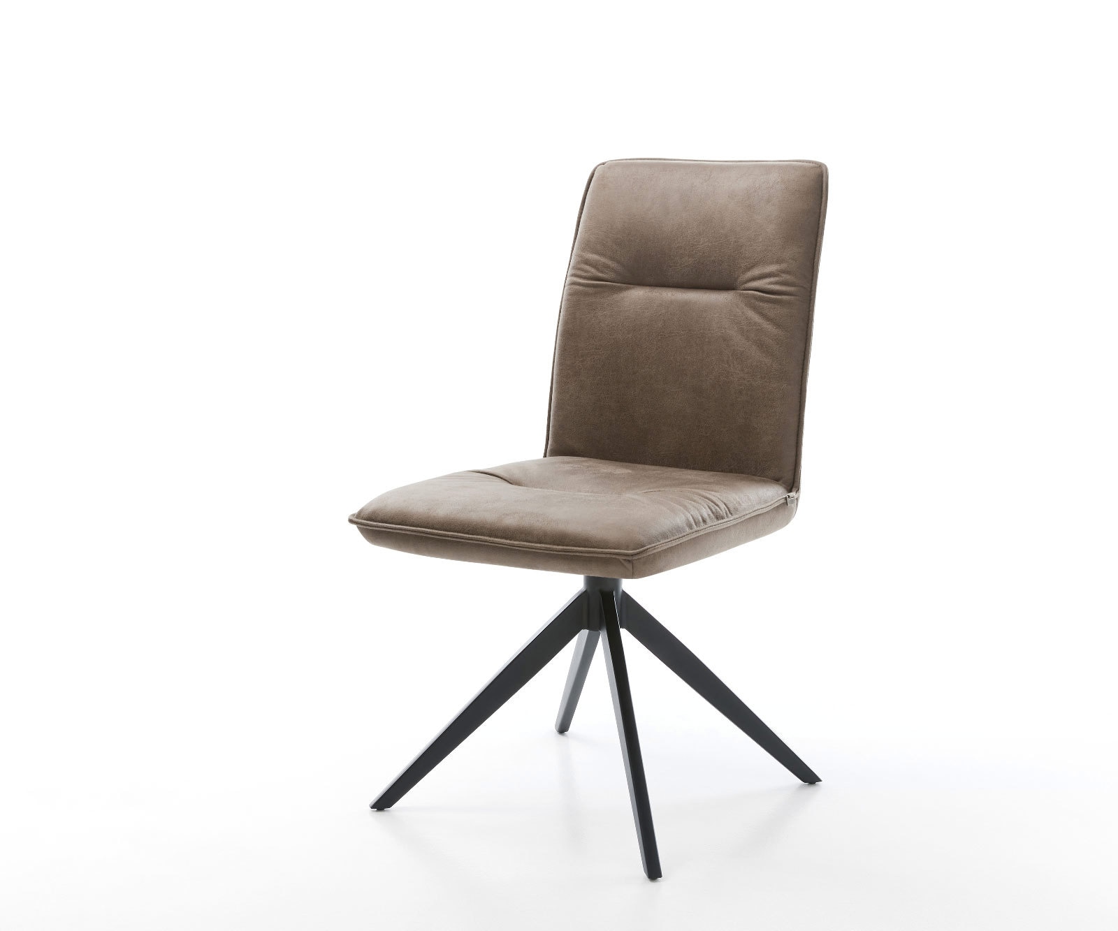 DELIFE Drehstuhl Vinjo-Flex Mikrofaser Taupe Vintage Kreuzgestell breit Schwarz 360° drehbar Wippfunktion