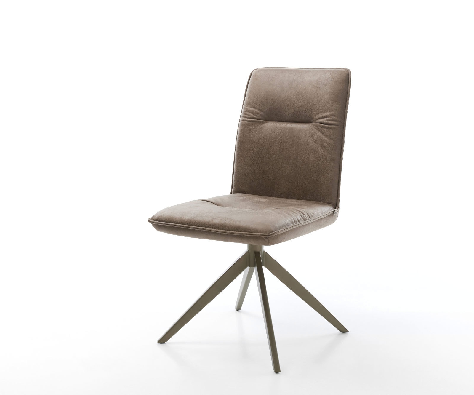 DELIFE Drehstuhl Vinjo-Flex Mikrofaser Taupe Vintage Kreuzgestell breit Effektfinish Titan 360° drehbar Wippfunktion