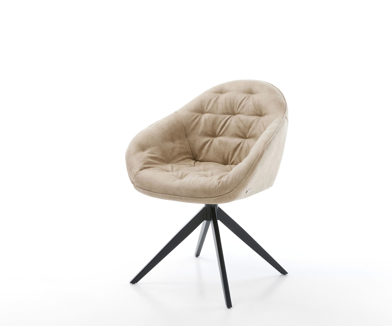 DELIFE Drehstuhl Gaio-Flex Mikrofaser Beige Vintage Kreuzgestell breit Schwarz 360° drehbar Wippfunktion