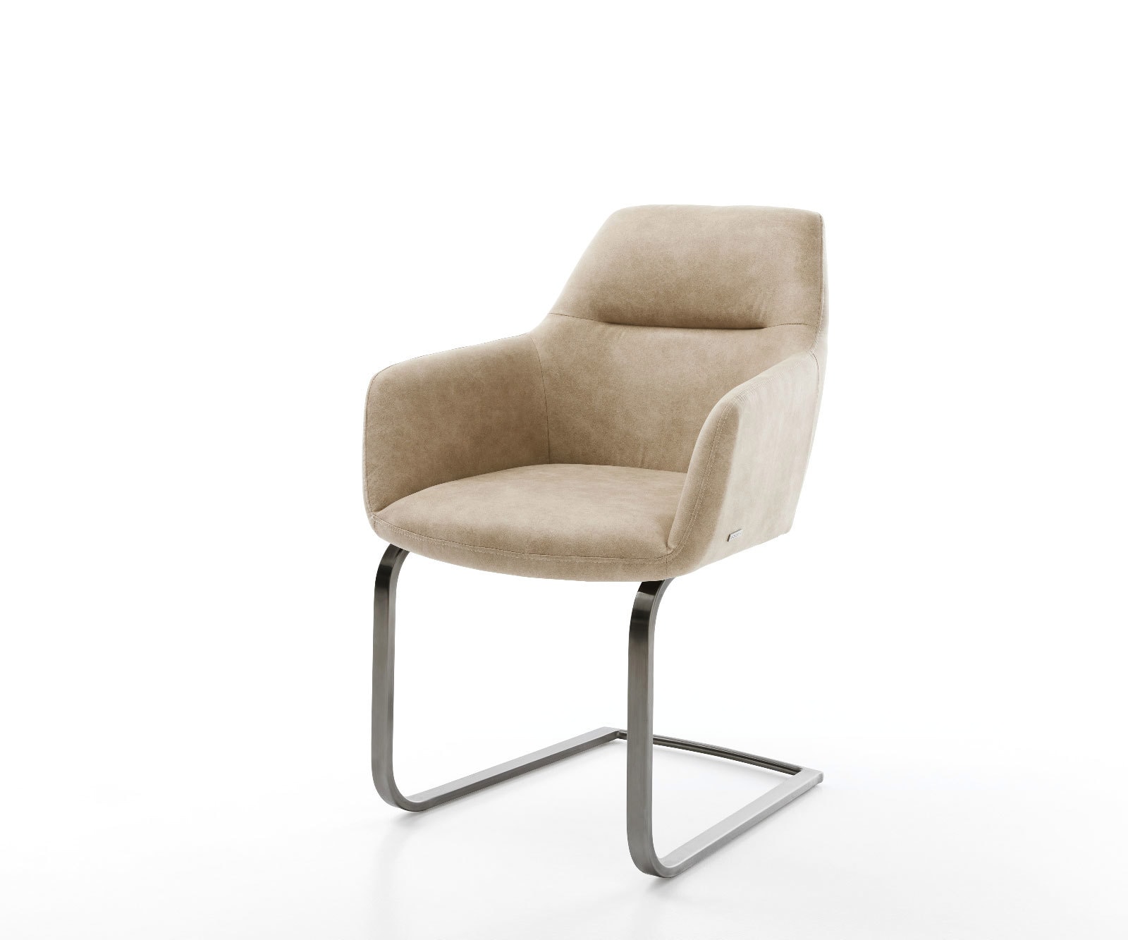 DELIFE Freischwinger Pejo-Flex Mikrofaser Beige Vintage Freischwinger flach Graphit Taschenfederkern