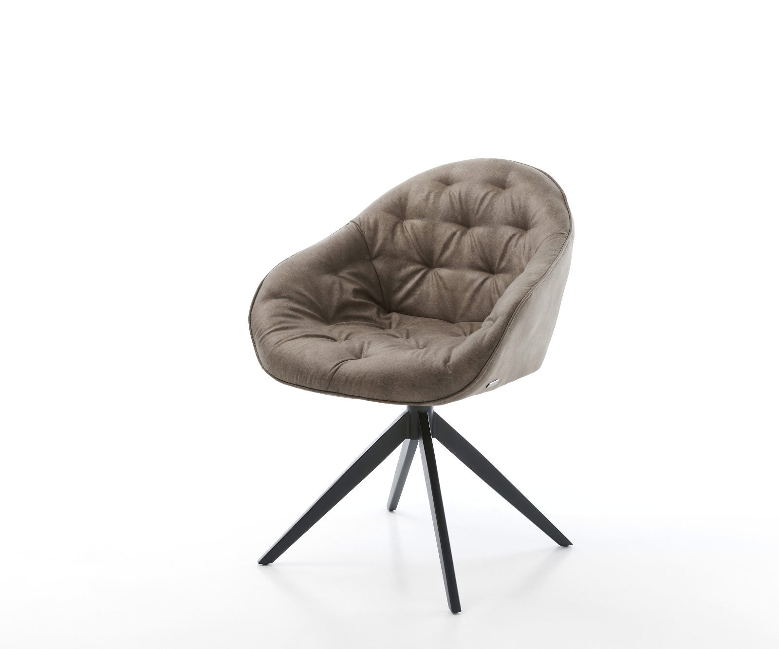 DELIFE Drehstuhl Gaio-Flex Mikrofaser Taupe Vintage Kreuzgestell breit Schwarz 360° drehbar Wippfunktion