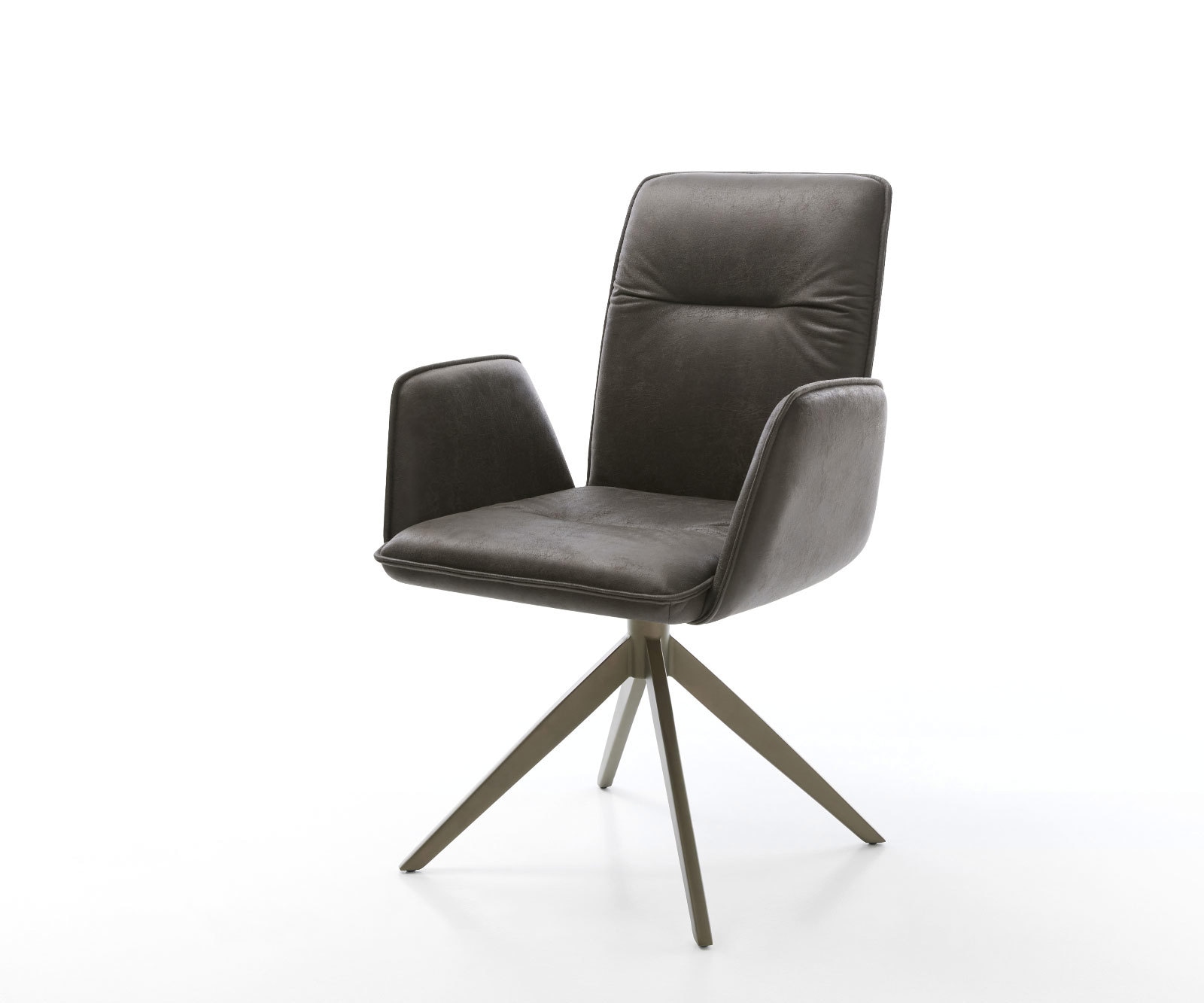 DELIFE Drehstuhl Vinja-Flex Mikrofaser Anthrazit Vintage Kreuzgestell breit Effektfinish Titan 360° drehbar Wippfunktion