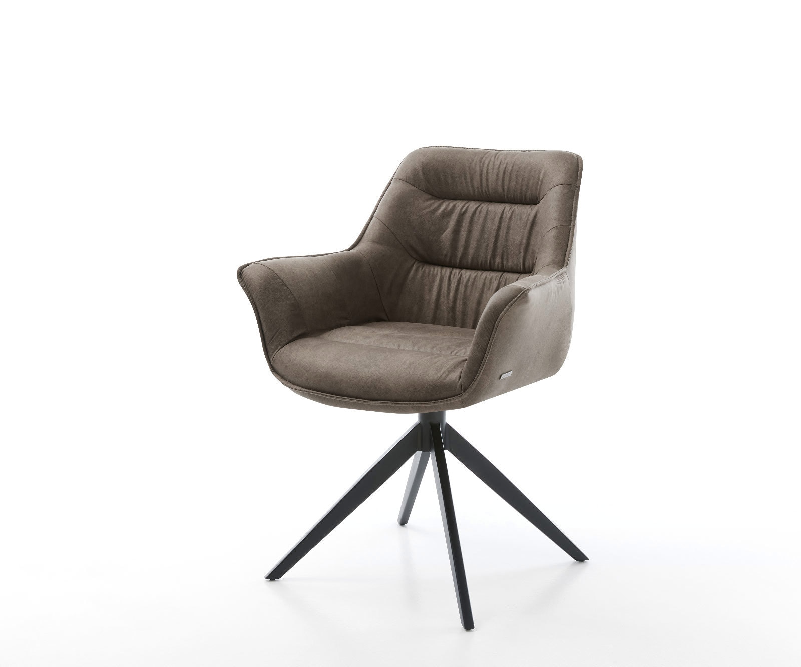 DELIFE Drehstuhl Kaira-Flex Mikrofaser Taupe Vintage Kreuzgestell breit Schwarz 360° drehbar Wippfunktion