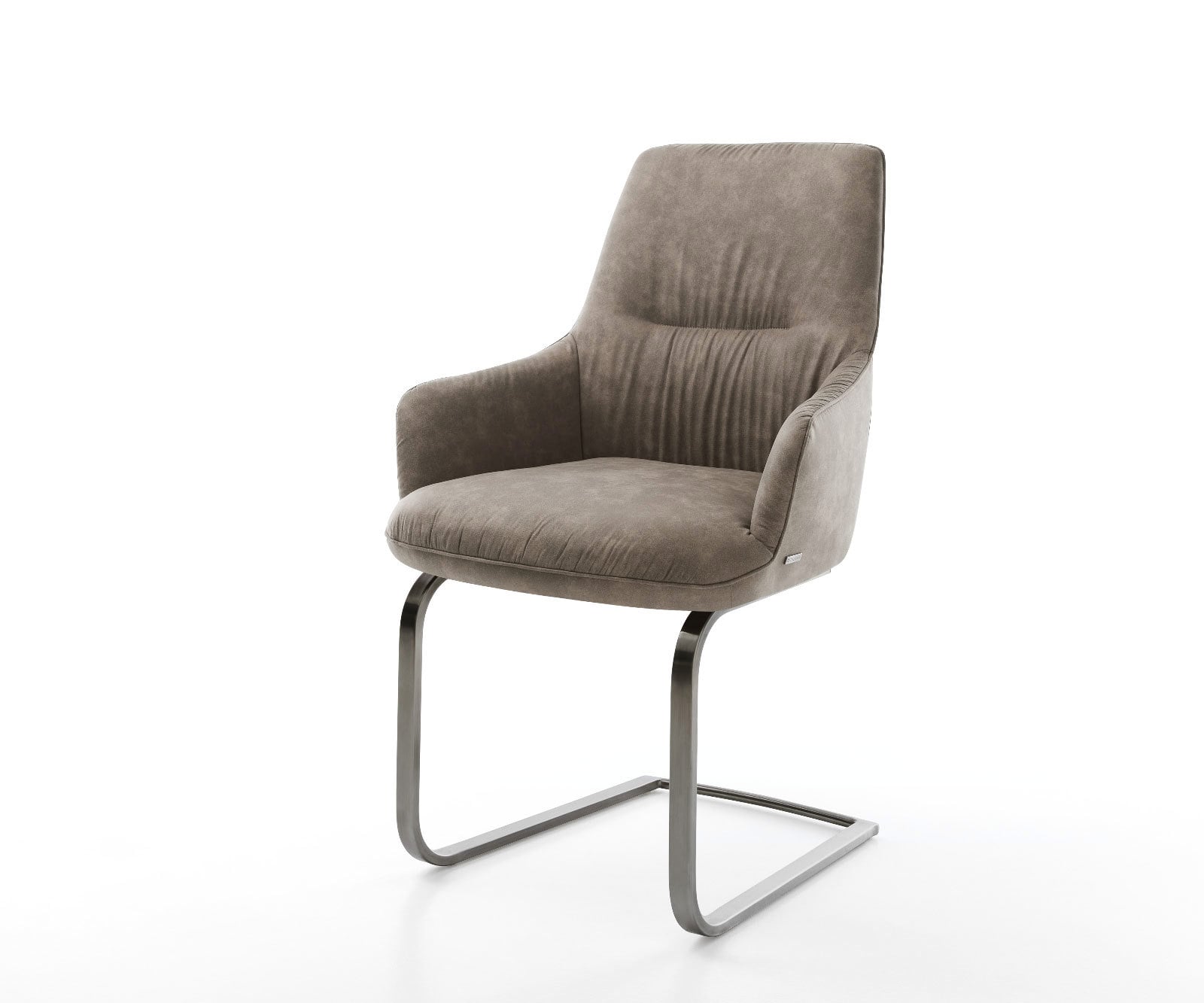 DELIFE Freischwinger Zelia-Flex mit Armlehnen Mikrofaser Taupe Vintage Freischwinger flach Graphit Taschenfederkern