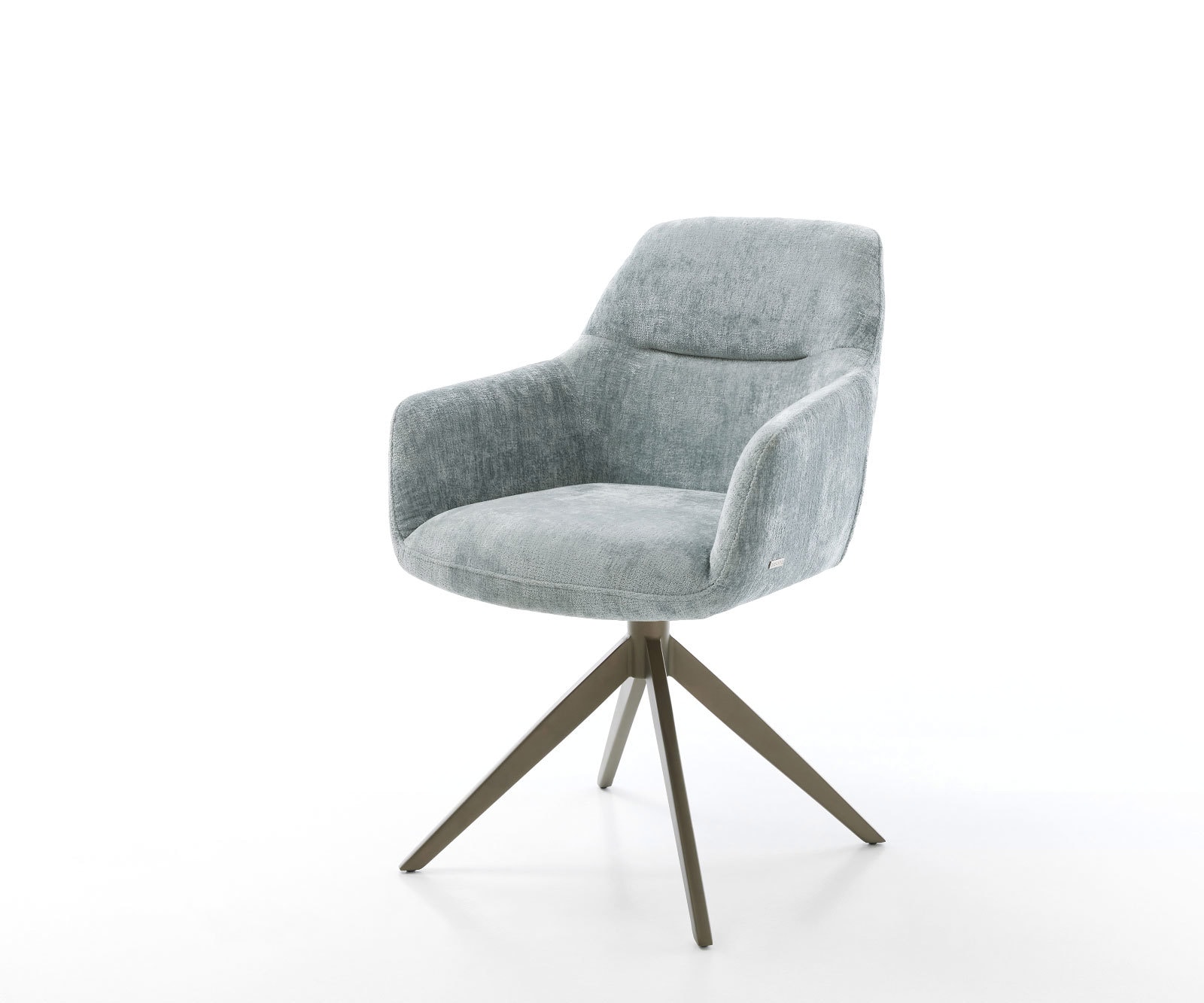 DELIFE Drehstuhl Pejo-Flex Chenille Pastellblau Kreuzgestell breit Effektfinish Titan 360° drehbar Wippfunktion Taschenfederkern