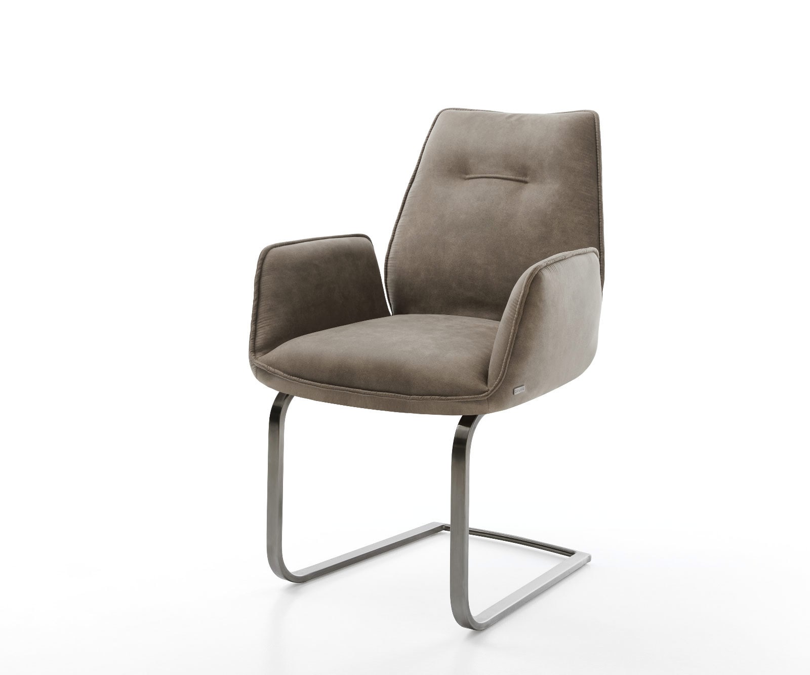 DELIFE Freischwinger Zoa-Flex Mikrofaser Taupe Vintage Freischwinger flach Graphit Taschenfederkern
