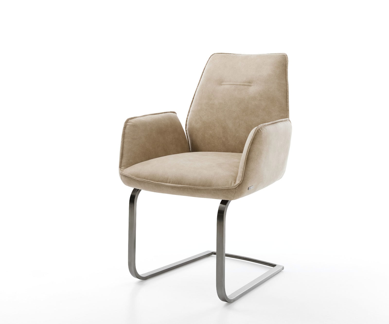 DELIFE Freischwinger Zoa-Flex Mikrofaser Beige Vintage Freischwinger flach Graphit Taschenfederkern
