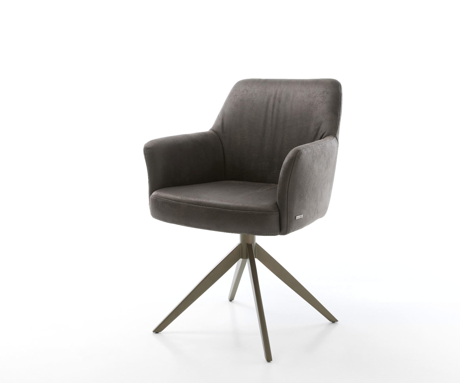 DELIFE Drehstuhl Xana-Flex mit Armlehnen Mikrofaser Anthrazit Vintage Kreuzgestell breit Effektfinish Titan 360° drehbar Wippfunktion Taschenfederkern