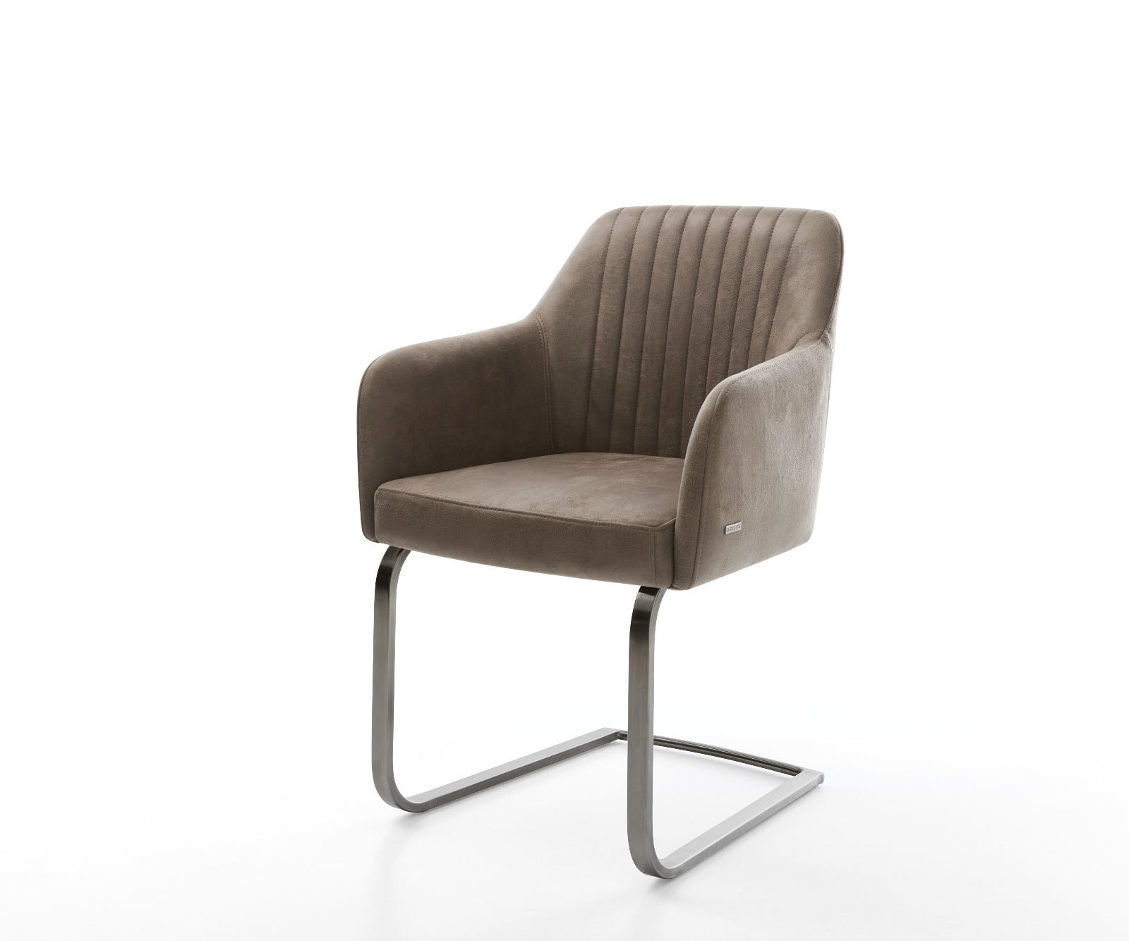 DELIFE Freischwinger Greg-Flex Mikrofaser Taupe Vintage Freischwinger flach Graphit Taschenfederkern