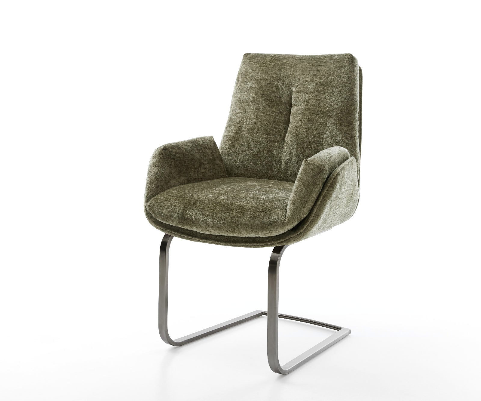 DELIFE Freischwinger Clea-Flex Chenille Olive Freischwinger flach Graphit