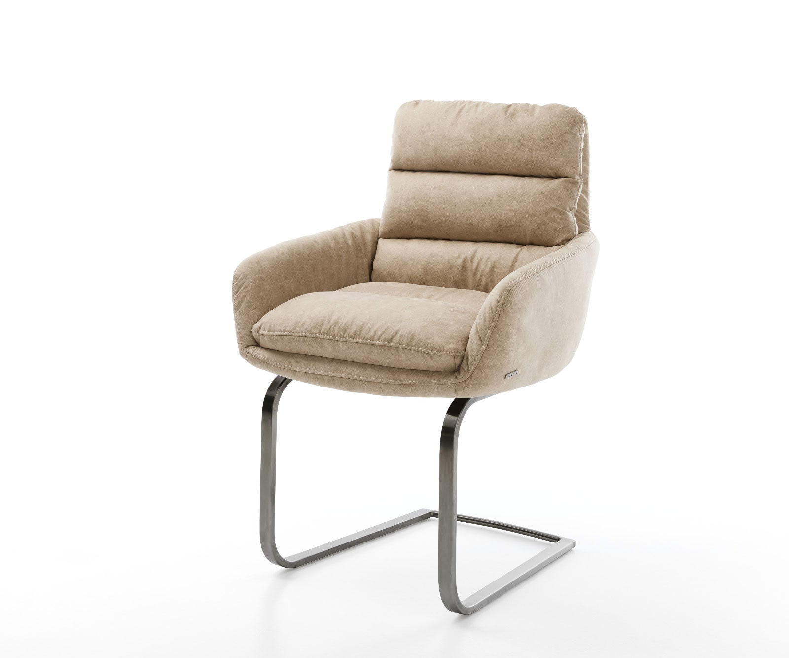 DELIFE Freischwinger Abelia-Flex mit Armlehnen Mikrofaser Beige Vintage Freischwinger flach Graphit