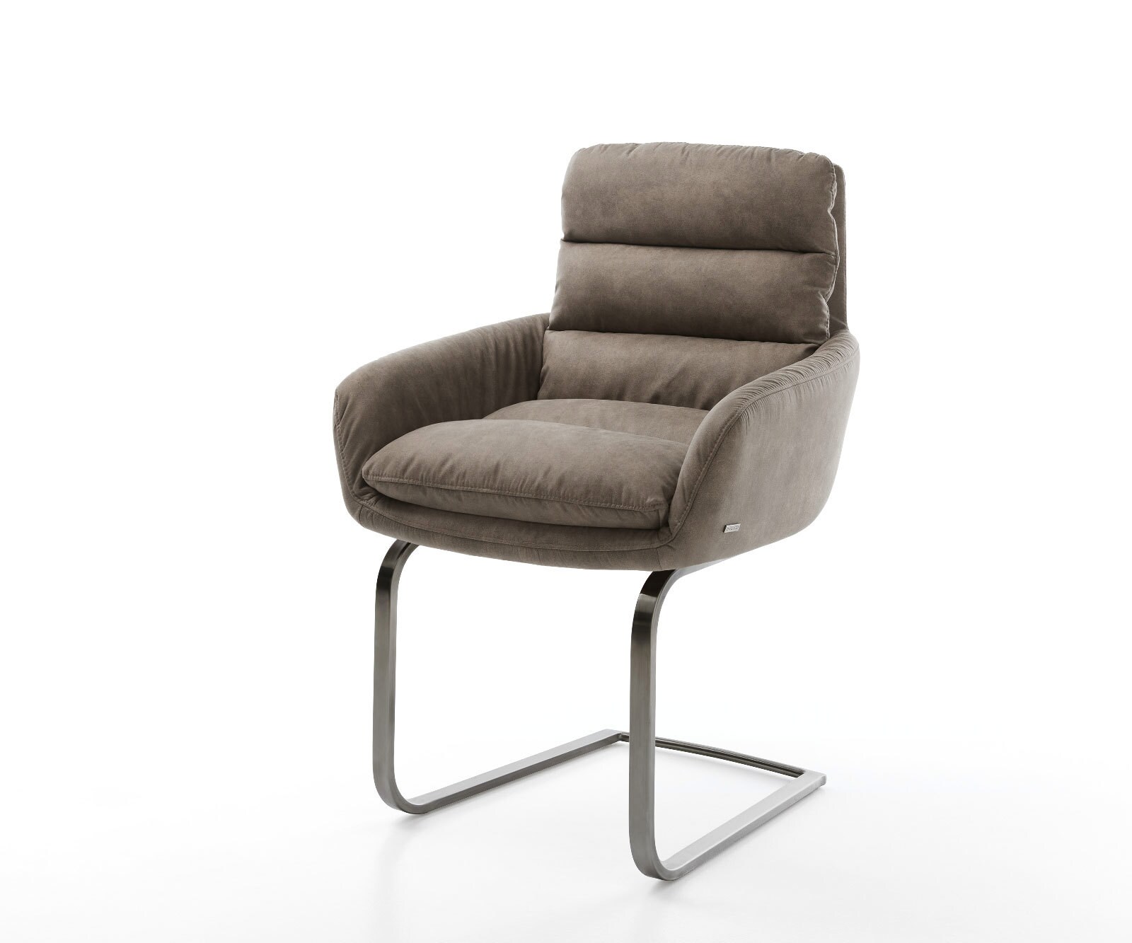DELIFE Freischwinger Abelia-Flex mit Armlehnen Mikrofaser Taupe Vintage Freischwinger flach Graphit