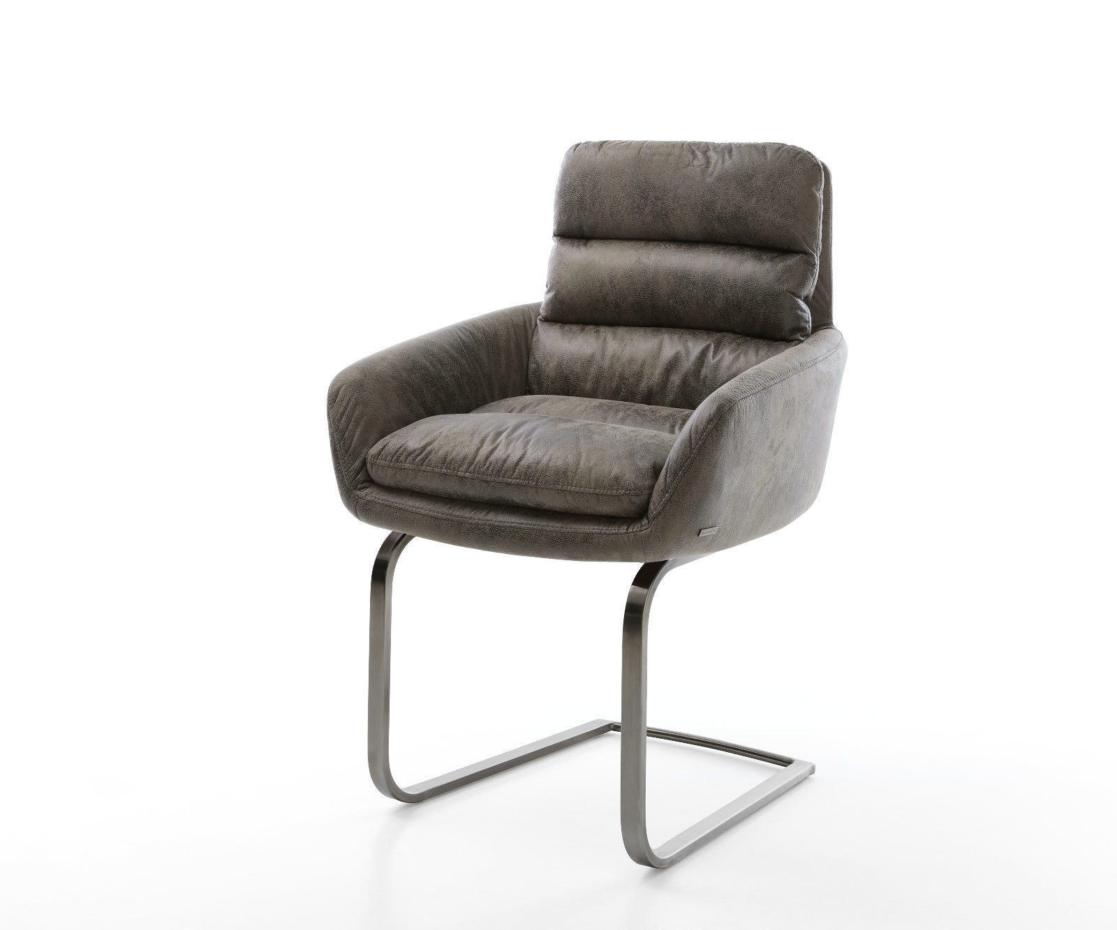 DELIFE Freischwinger Abelia-Flex mit Armlehnen Mikrofaser Grau Antik Freischwinger flach Graphit